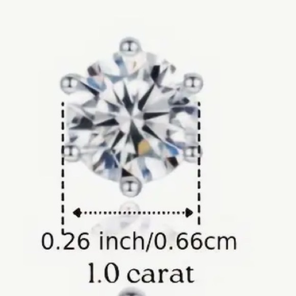 S925 Sterling Silver 1 carat Moissanite Stud Earrings - Picture 5 of 5